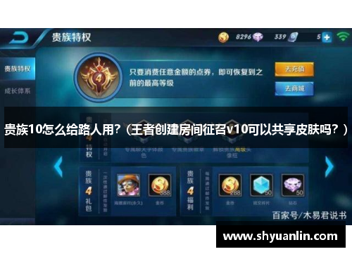 贵族10怎么给路人用？(王者创建房间征召v10可以共享皮肤吗？)